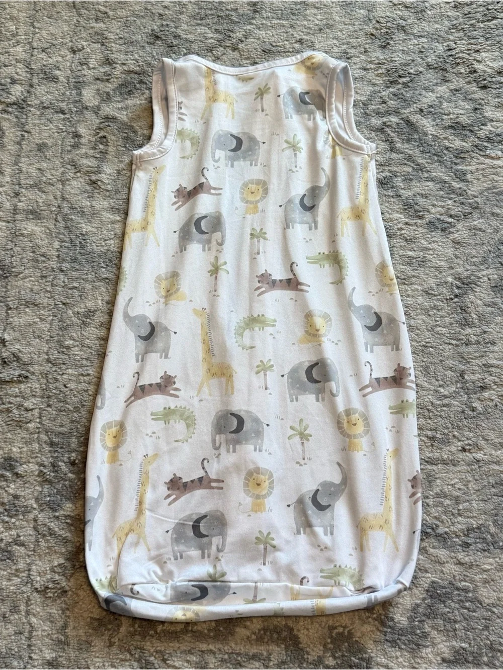Gerber Sleep Sack 0-6M White Zoo Animal Print 2-Way Zip Wearable Blanket